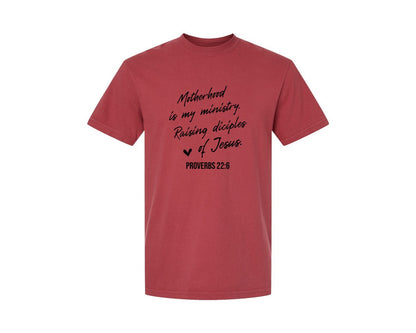 brand:Comfort Colors|color:Chili|Christian Mom Motherhood Is Kingdom Graphic T-Shirt