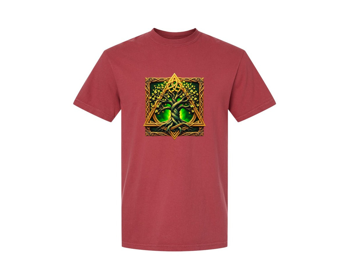 brand:Comfort Colors|color:Chili|Celtic Tree Of Life Mystical Tree Graphic T-Shirt