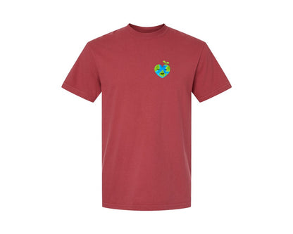 brand:Comfort Colors|color:Chili|Love Heart Earth Globe Pocket Design Graphic T-Shirt