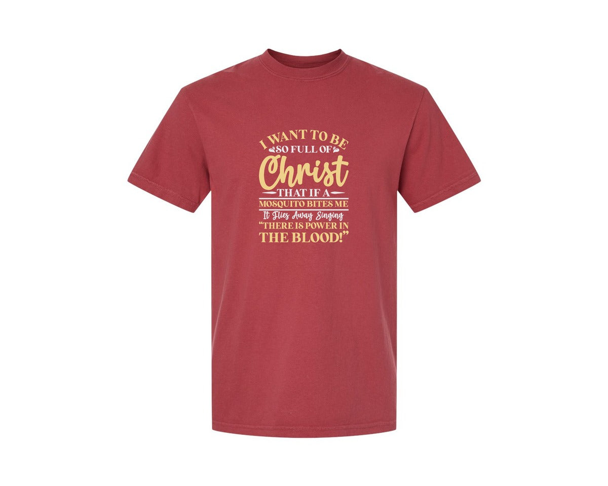 brand:Comfort Colors|color:Chili|Full Of Christ Mosquito Clip Art Graphic T-Shirt