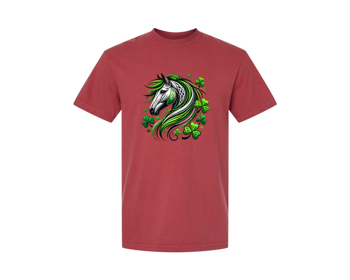 brand:Comfort Colors|color:Chili|St Patricks Day Horse Lucky Graphic T-Shirt