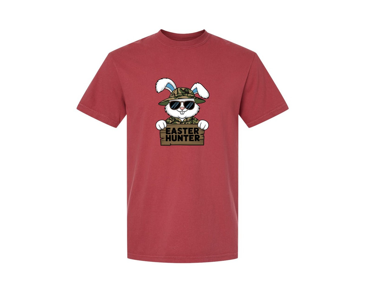brand:Comfort Colors|color:Chili|Easter Hunter Bunny Boy Bunny Graphic T-Shirt