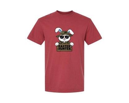 brand:Comfort Colors|color:Chili|Easter Hunter Bunny Boy Bunny Graphic T-Shirt