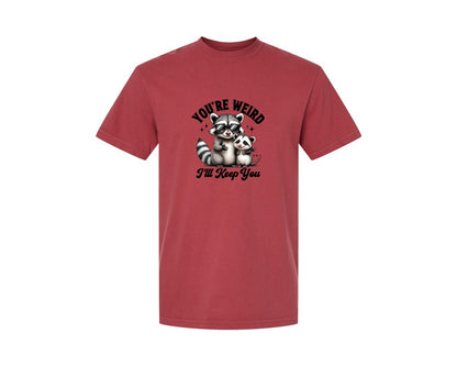 brand:Comfort Colors|color:Chili|Funny Sarcastic Raccoon Possum Weird Graphic T-Shirt