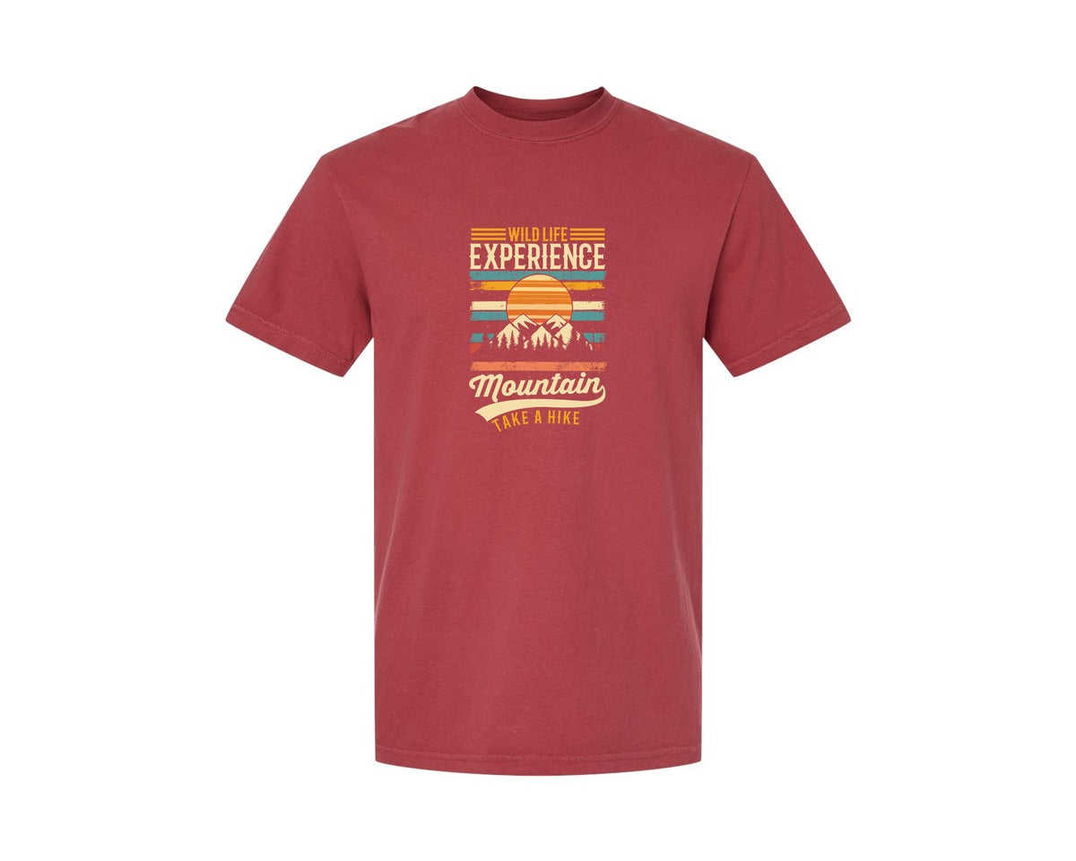 brand:Comfort Colors|color:Chili|Wild Life Experience Mountain Hiking Tee Graphic T-Shirt