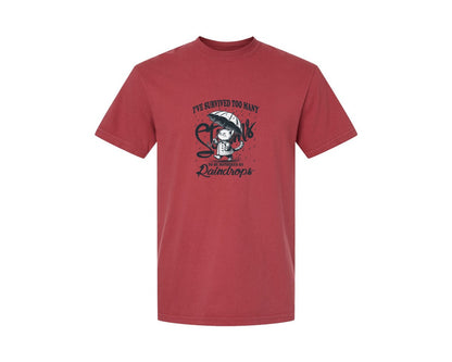 brand:Comfort Colors|color:Chili|Ive Survived Too Many Storms Cat Shirt Graphic T-Shirt