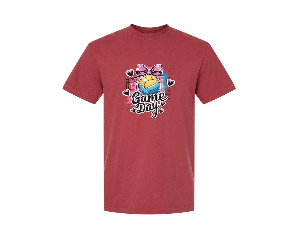 brand:Comfort Colors|color:Chili|Game Day Volleyball Cute Girly Spo Graphic T-Shirt