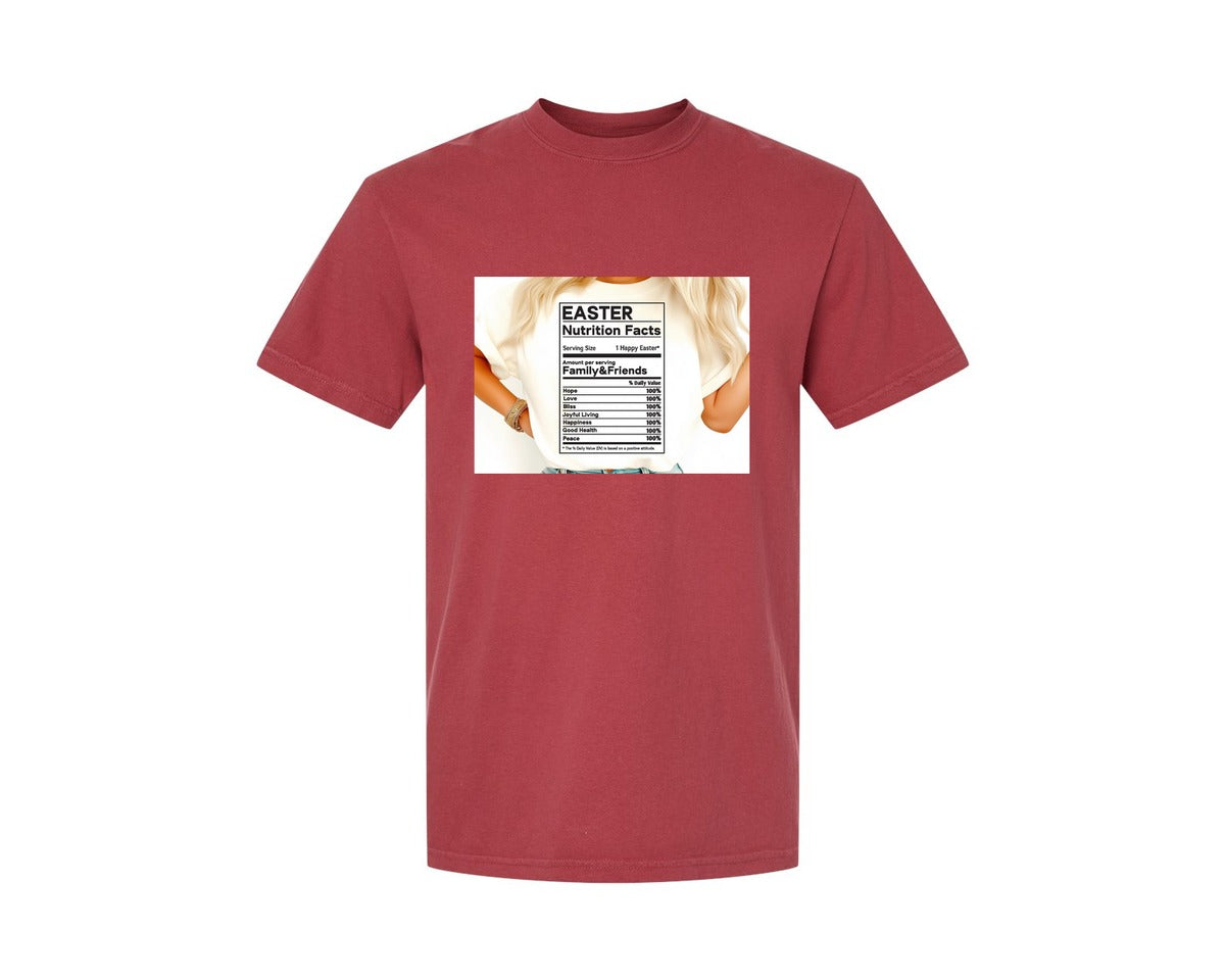 brand:Comfort Colors|color:Chili|Easter Nutrition Facts Easter 2 Graphic T-Shirt