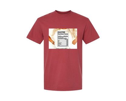brand:Comfort Colors|color:Chili|Easter Nutrition Facts Easter 2 Graphic T-Shirt
