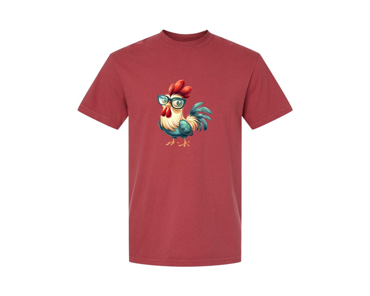 brand:Comfort Colors|color:Chili|Cute Cartoon Rooster Design Graphic T-Shirt