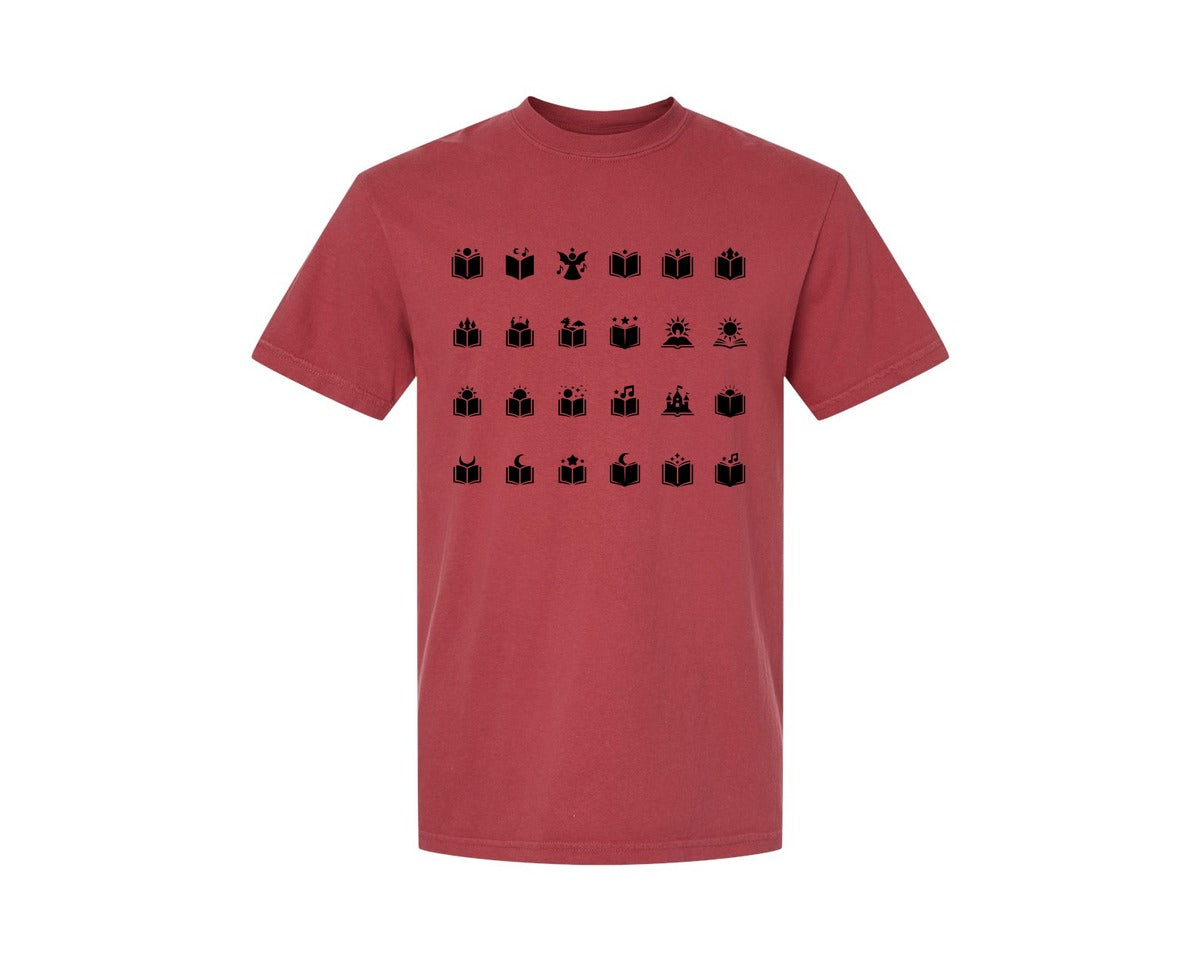 brand:Comfort Colors|color:Chili|Open Book With Fantasy Graphic T-Shirt