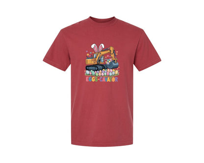 brand:Comfort Colors|color:Chili|Eggs Cavator Easter Excavator 3 Graphic T-Shirt