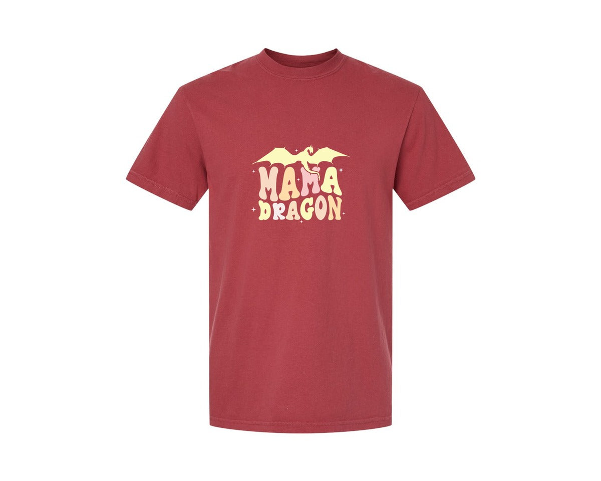 brand:Comfort Colors|color:Chili|Mama Dragons Mothers Day Design Graphic T-Shirt