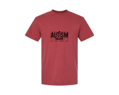 brand:Comfort Colors|color:Chili|Autism Advocacy Autism Mom Love Graphic T-Shirt