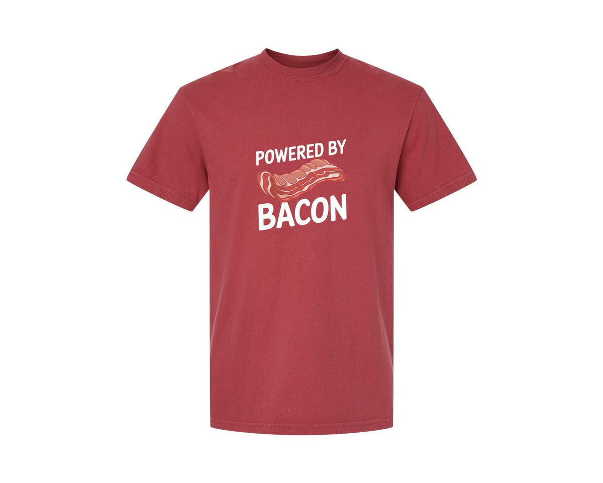 brand:Comfort Colors|color:Chili|Powered By Bacon T Shirt Design 2 Graphic T-Shirt