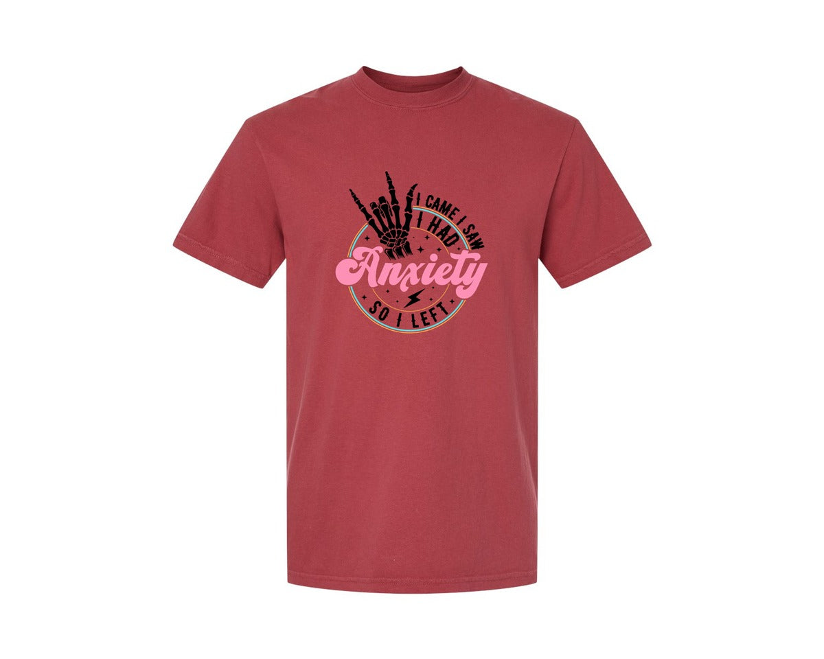 brand:Comfort Colors|color:Chili|I Came I Saw I Had Anxiety Graphic T-Shirt