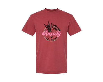 brand:Comfort Colors|color:Chili|I Came I Saw I Had Anxiety Graphic T-Shirt