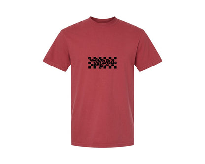 brand:Comfort Colors|color:Chili|Retro Mama Checkered Bow Coquette B Graphic T-Shirt