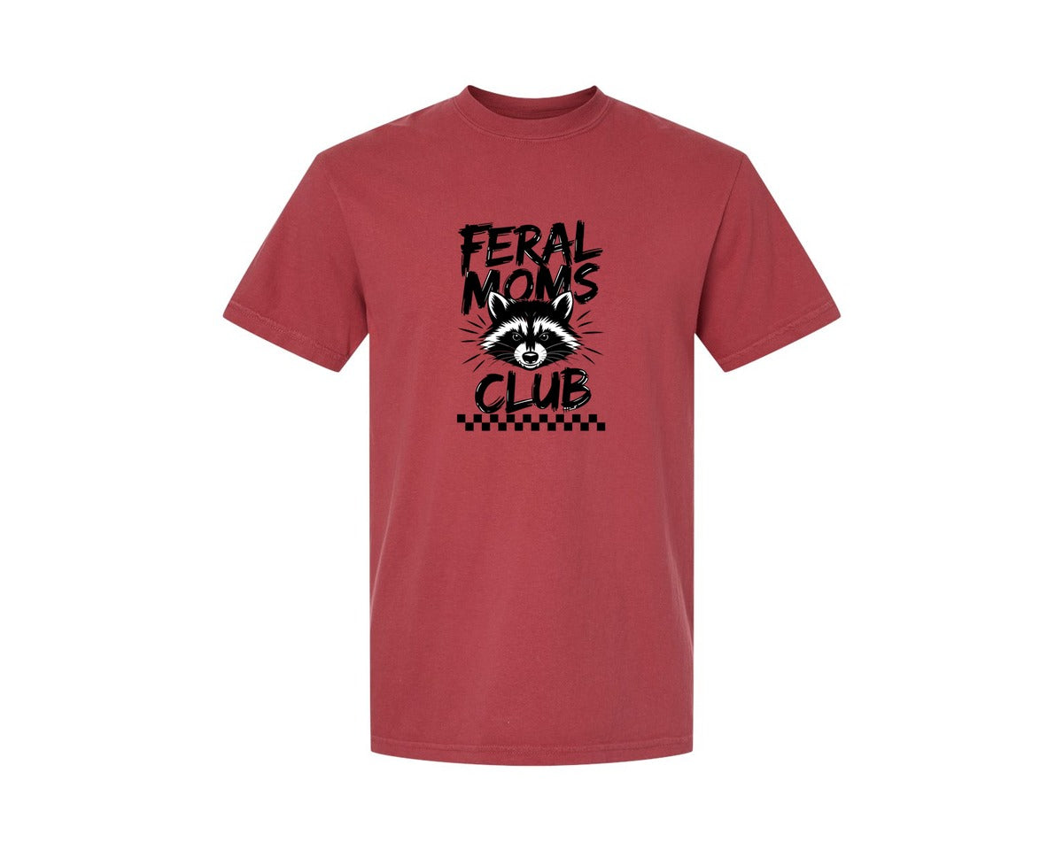 brand:Comfort Colors|color:Chili|Feral Moms Club Mom Life Raccoon Graphic T-Shirt