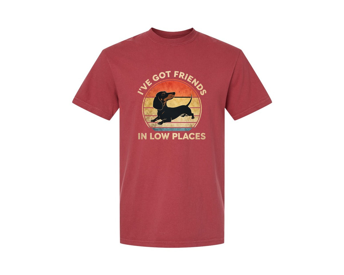 brand:Comfort Colors|color:Chili|Dachshund Ive Got Friends In Low Places 2 Graphic T-Shirt