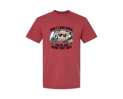 brand:Comfort Colors|color:Chili|Dont Look Back Highland Cow 4 Graphic T-Shirt