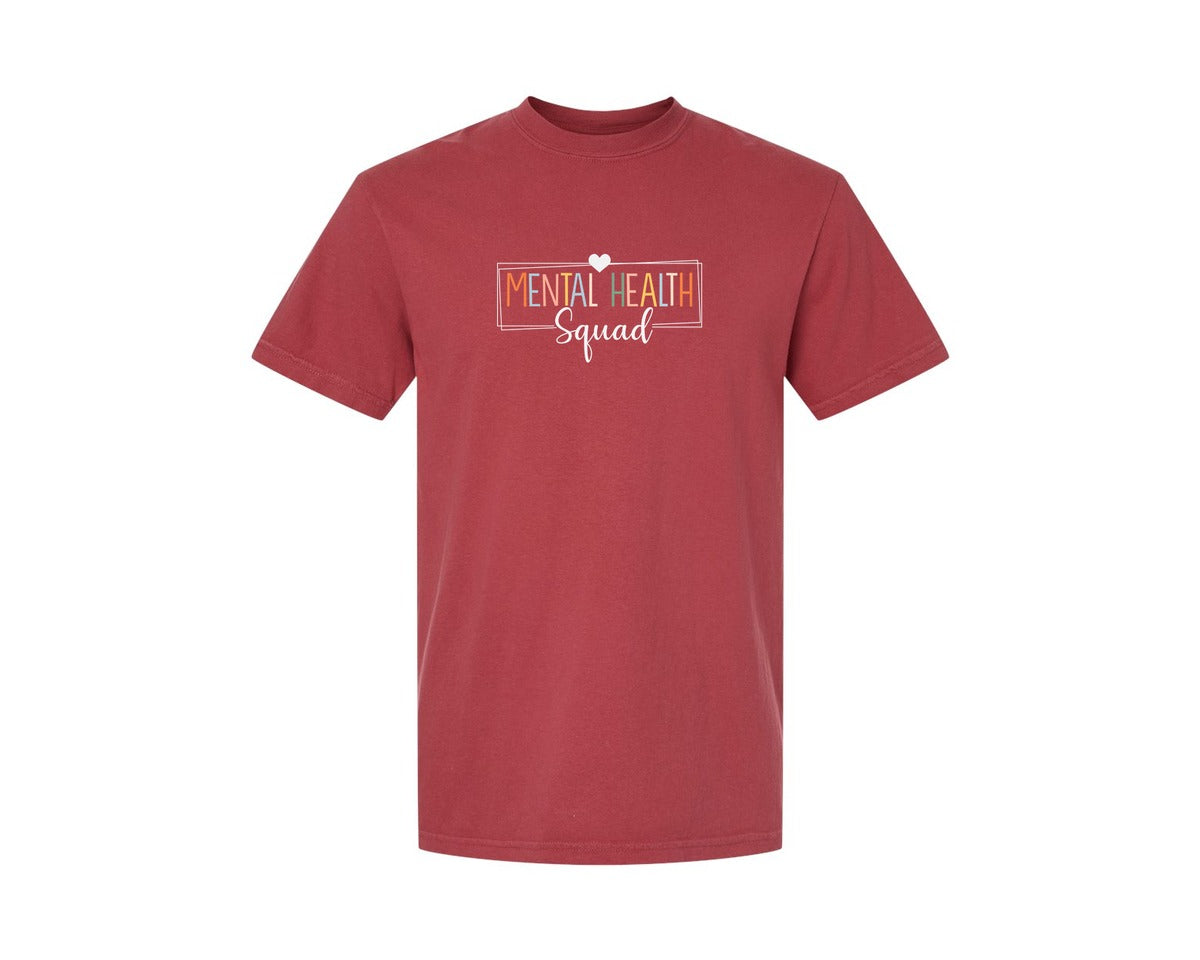 brand:Comfort Colors|color:Chili|Mental Health Squad Brain Illness Mental Graphic T-Shirt