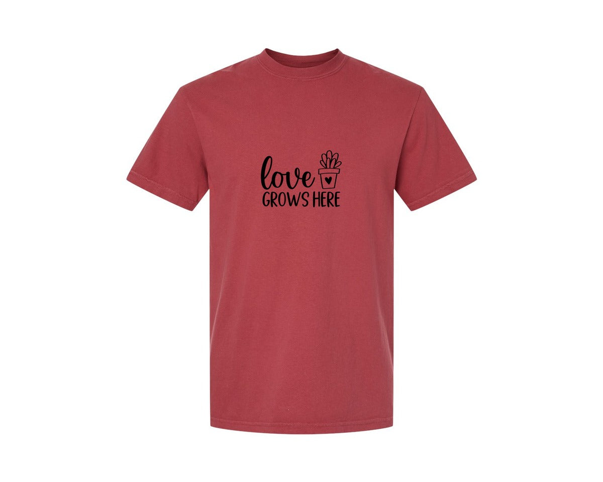 brand:Comfort Colors|color:Chili|Love Grows Here 133 Graphic T-Shirt