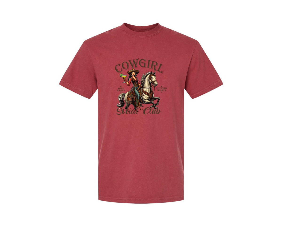 brand:Comfort Colors|color:Chili|Cowgirl Social Club Cowgirl Graphic T-Shirt