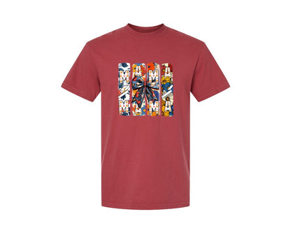 brand:Comfort Colors|color:Chili|Floral Mama Coquette Bow Mothers Day 3 Graphic T-Shirt