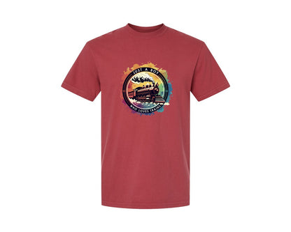 brand:Comfort Colors|color:Chili|Just A Boy Who Loves Trains Graphic T-Shirt