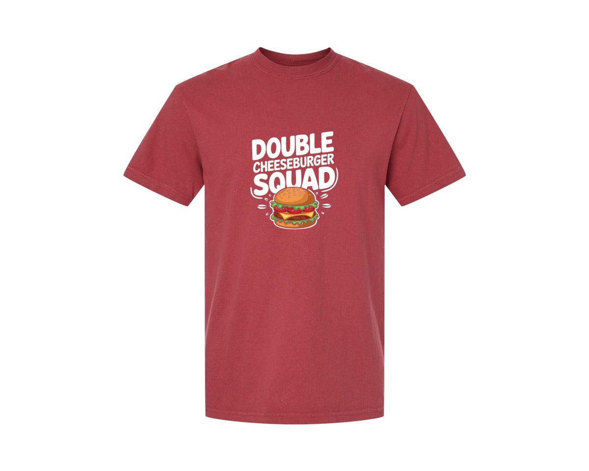 brand:Comfort Colors|color:Chili|Double Cheeseburger Squad T Shirt Design 2 Graphic T-Shirt
