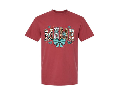 brand:Comfort Colors|color:Chili|Western Mama Blue Coquette Graphic T-Shirt