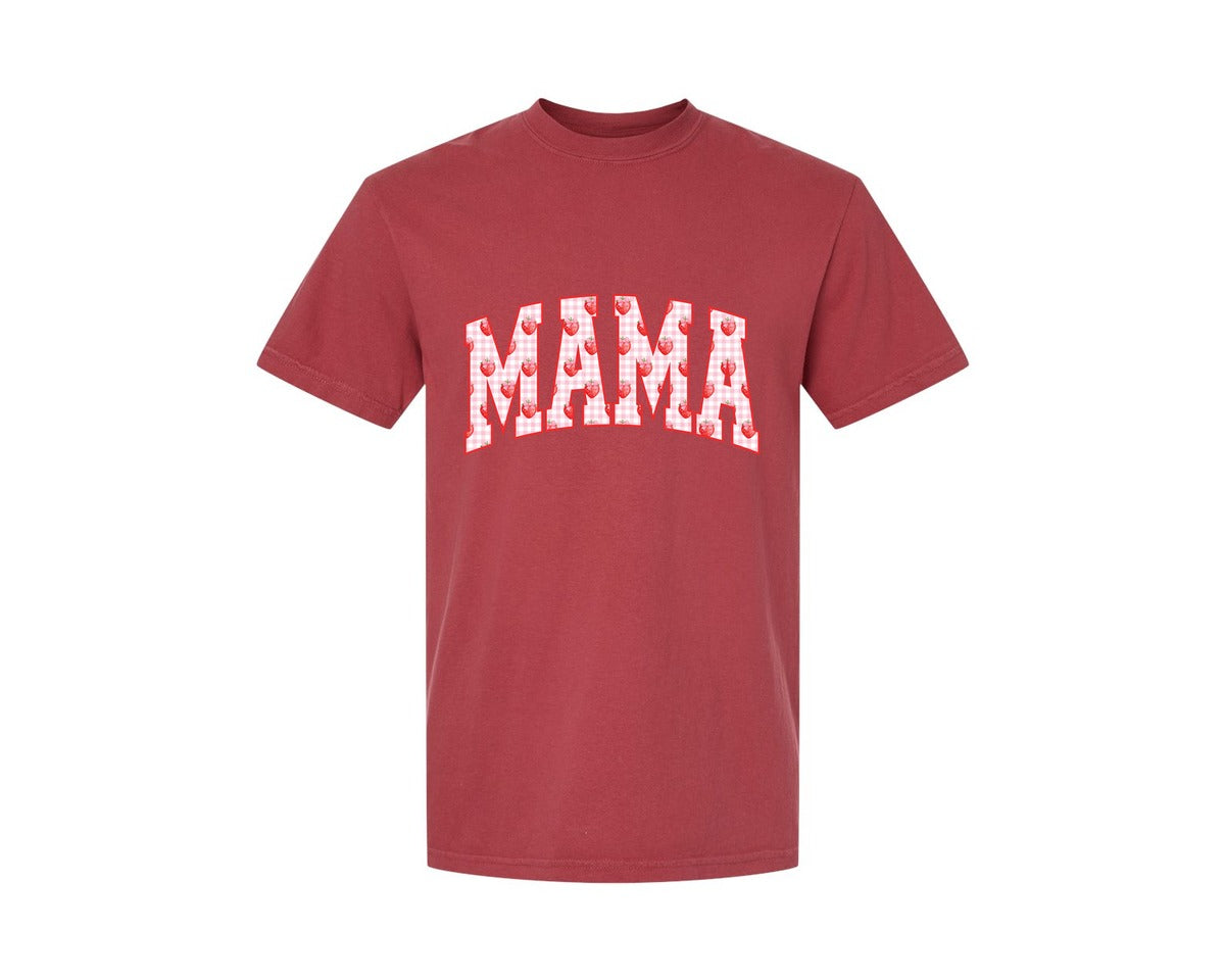 brand:Comfort Colors|color:Chili|Mama Summer Spring Mama Strawberry Graphic T-Shirt