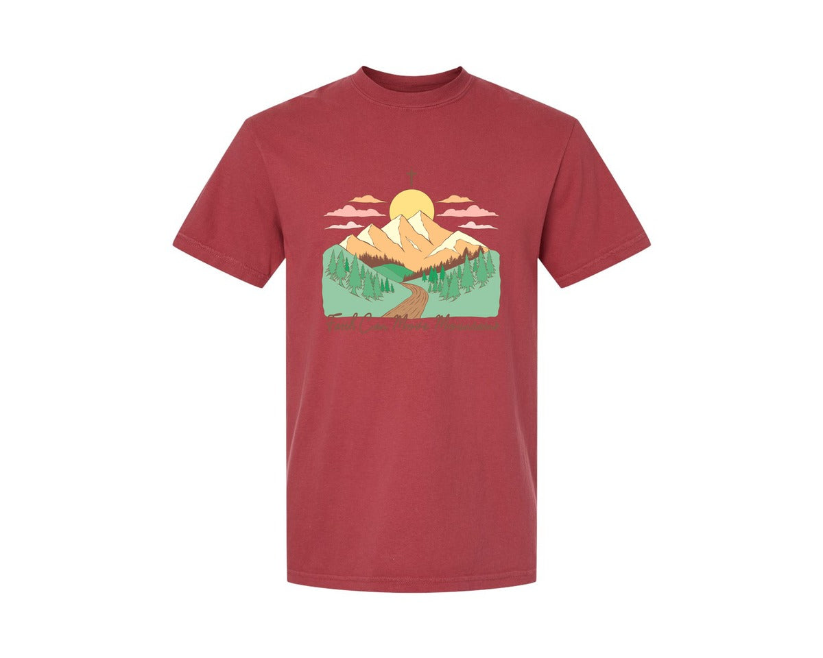 brand:Comfort Colors|color:Chili|Faith Can Move Mountains Christian Quote 2 Graphic T-Shirt