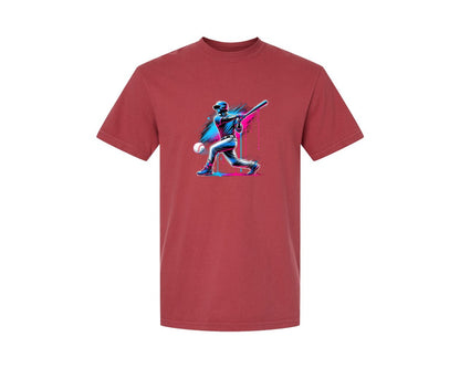 brand:Comfort Colors|color:Chili|Baseball Player Ice Cream Drip Baseball Graphic T-Shirt
