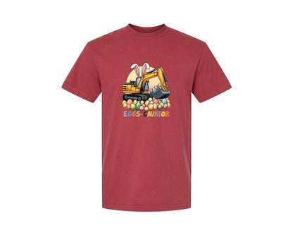 brand:Comfort Colors|color:Chili|Eggs Cavator Easter Excavator 2 Graphic T-Shirt