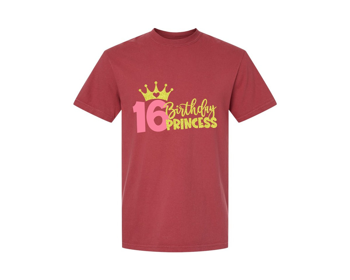 brand:Comfort Colors|color:Chili|Sixteenth Birthday Princess Graphic T-Shirt