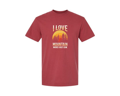 brand:Comfort Colors|color:Chili|Wild Life Experience Mountain Hiking Tee 3 Graphic T-Shirt