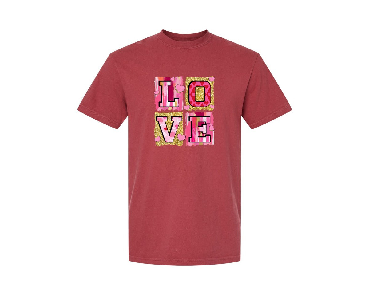 brand:Comfort Colors|color:Chili|Pink Valentines Day Love Coquette Graphic T-Shirt