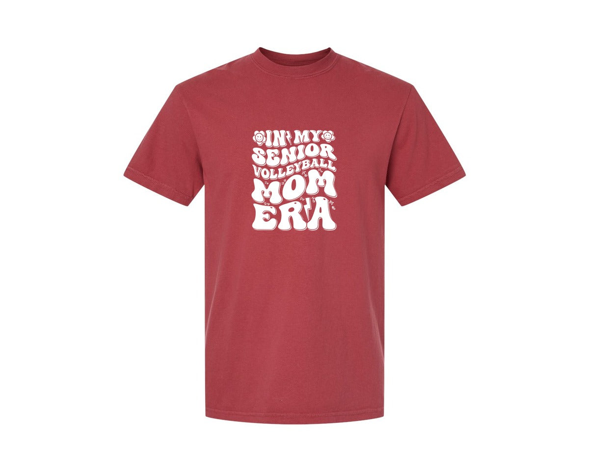 brand:Comfort Colors|color:Chili|In My Senior Volleyball Mom Era 2 Graphic T-Shirt