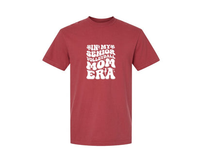 brand:Comfort Colors|color:Chili|In My Senior Volleyball Mom Era 2 Graphic T-Shirt