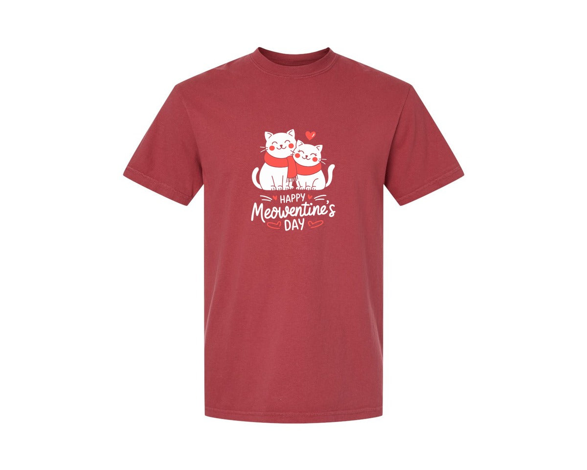 brand:Comfort Colors|color:Chili|Happy Meowentines Day T Shirt Design 2 Graphic T-Shirt
