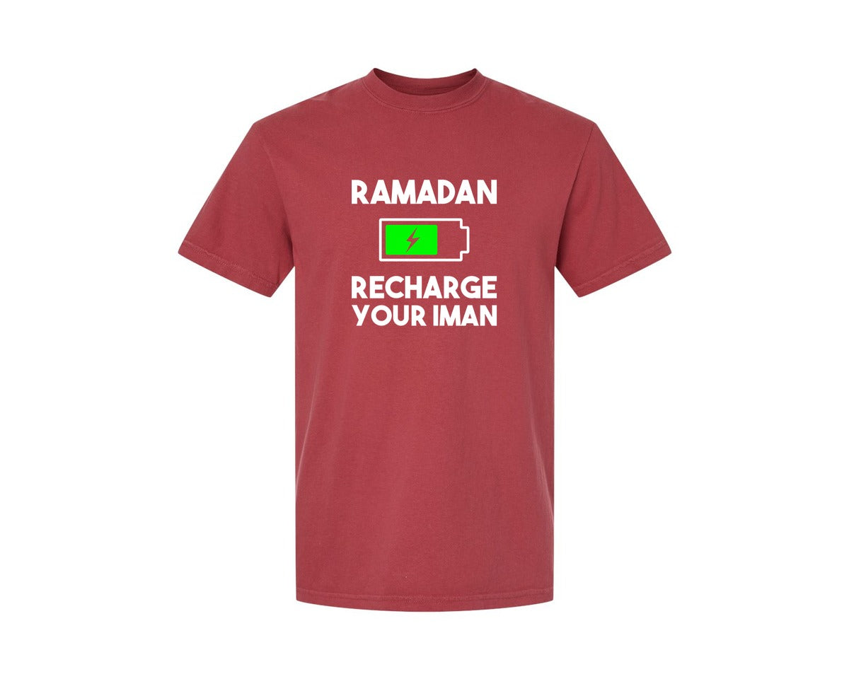 brand:Comfort Colors|color:Chili|Ramadan Recharge Your Iman Muslim Motiv Graphic T-Shirt