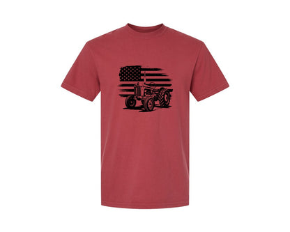 brand:Comfort Colors|color:Chili|Tractor Flag Vector T Shirt Design Graphic T-Shirt
