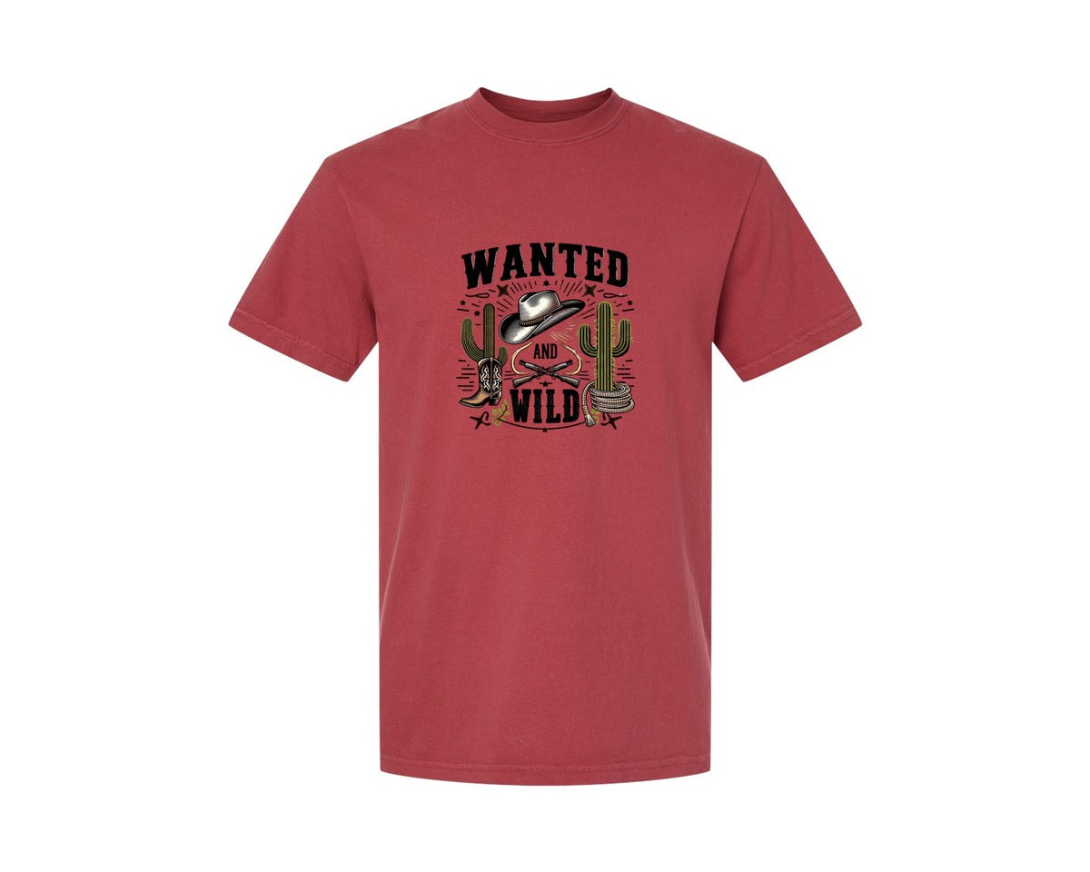 brand:Comfort Colors|color:Chili|Western Wanted And Wild T Shirt Graphic T-Shirt
