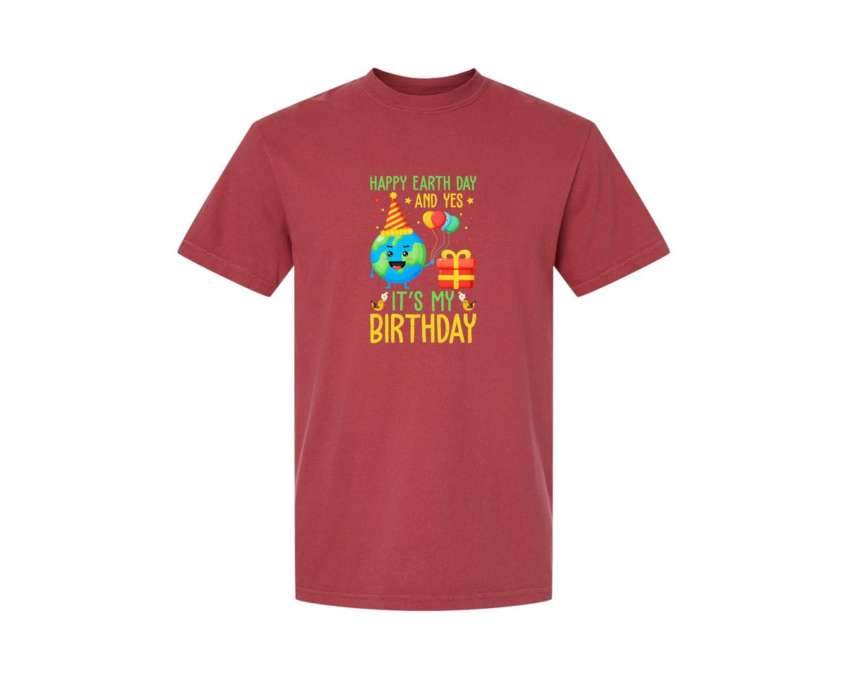 brand:Comfort Colors|color:Chili|Happy Earth Day Birth Day T Shirt Graphic T-Shirt