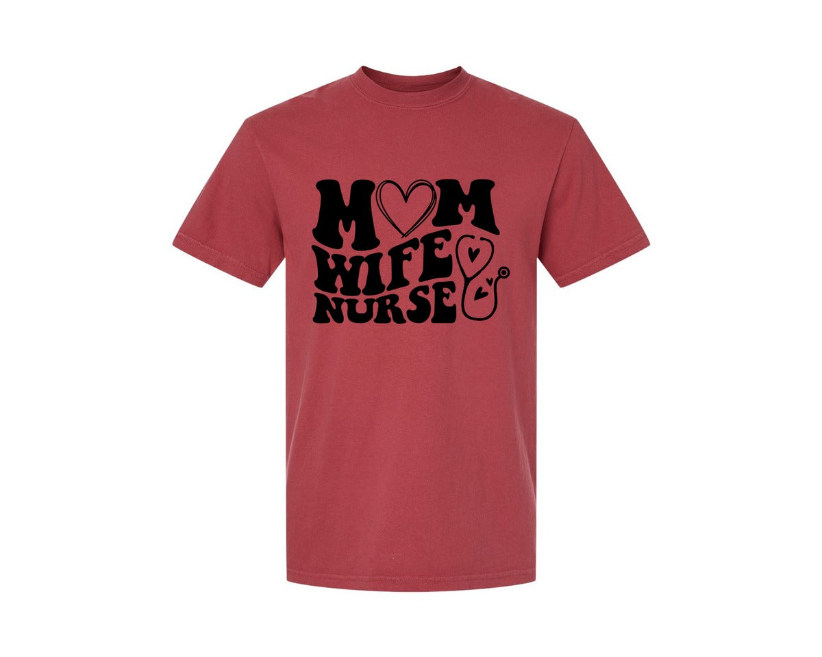 brand:Comfort Colors|color:Chili|Mom Wife Nurse Wavy Graphic T-Shirt