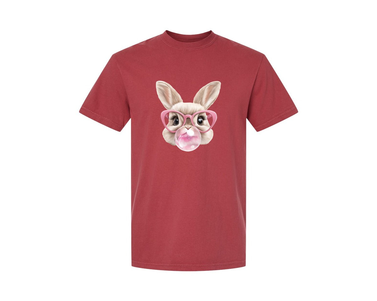 brand:Comfort Colors|color:Chili|Easter Bunny Coquette Bunny Blowing 3 Graphic T-Shirt