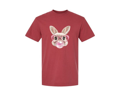 brand:Comfort Colors|color:Chili|Easter Bunny Coquette Bunny Blowing 3 Graphic T-Shirt