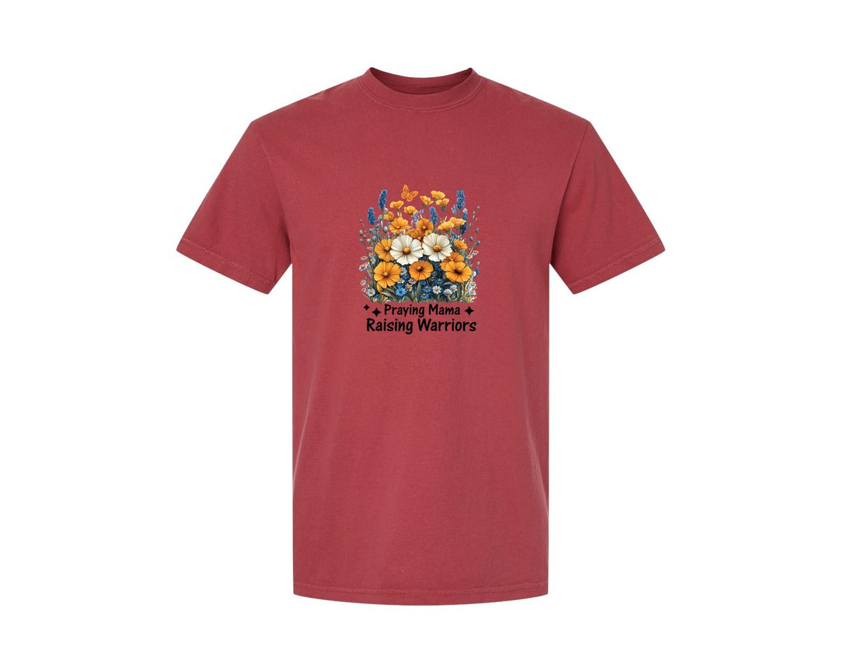 brand:Comfort Colors|color:Chili|Praying Mama Boho Floral Mama 2 Graphic T-Shirt